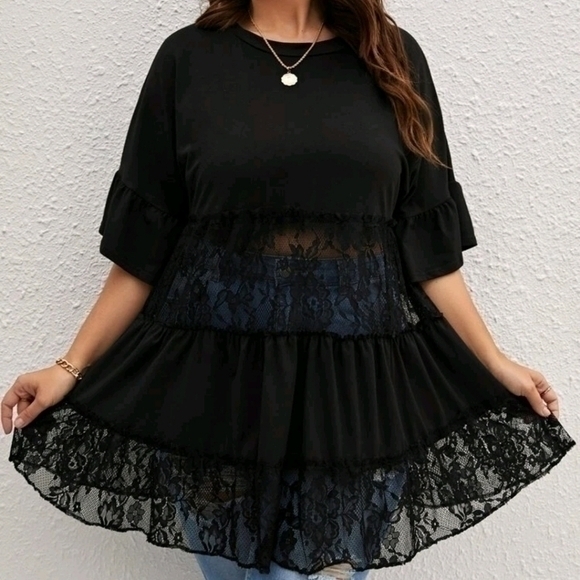 💥NEW💥 SHEIN LACE TUNIC TOP SZ 3X - Picture 1 of 4